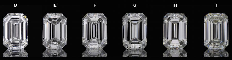 Comparison of emerald cut diamonds color