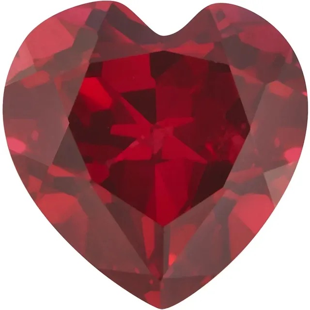 lab created heart shape ruby gemstone