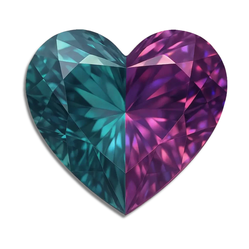 lab created heart alexandrite gemstone