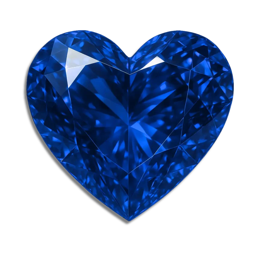 lab created heart blue sapphire gemstone