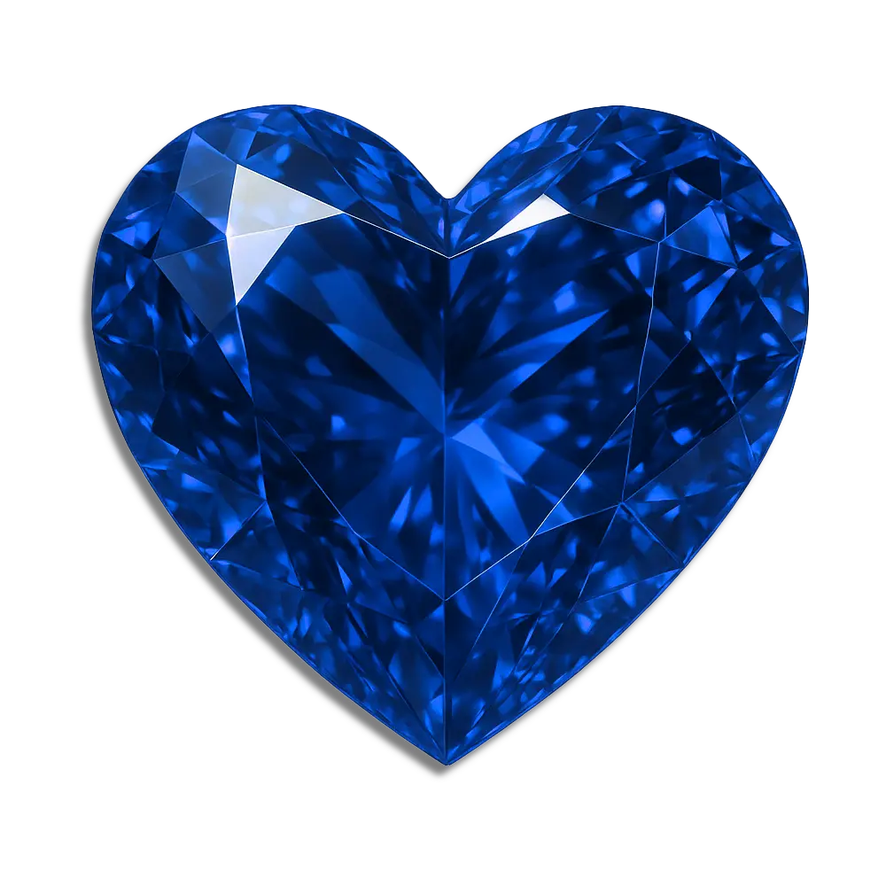 lab created heart blue sapphire gemstone