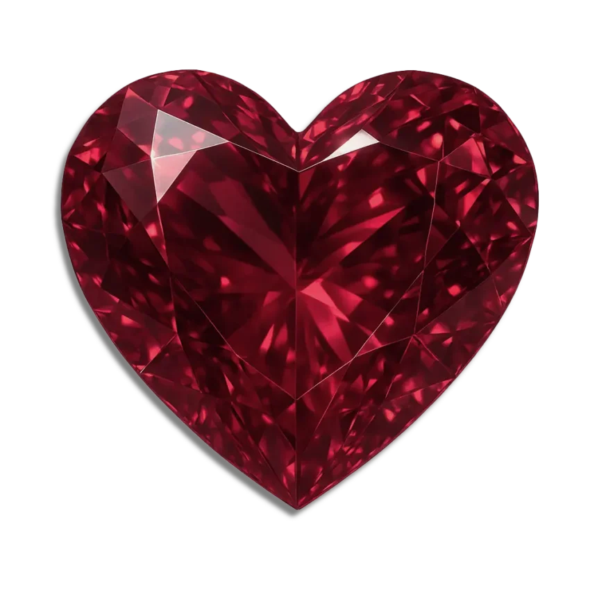 lab created heart shape ruby gemstone