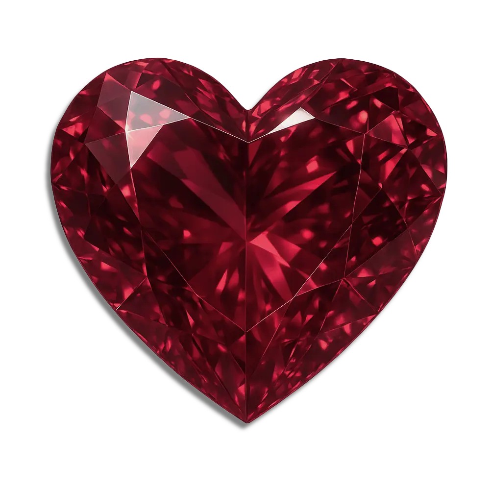 lab created heart shape ruby gemstone