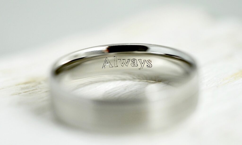 Always engraving inside silver mens promise ring