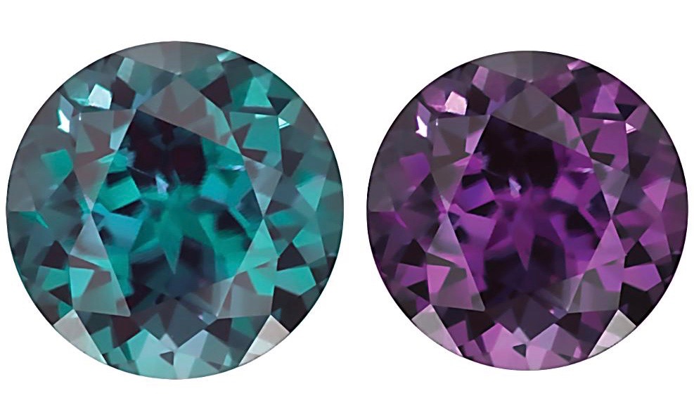 comparison of lab created color change gemstone