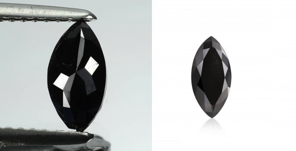 black diamond engagement ring with marquise loose stone