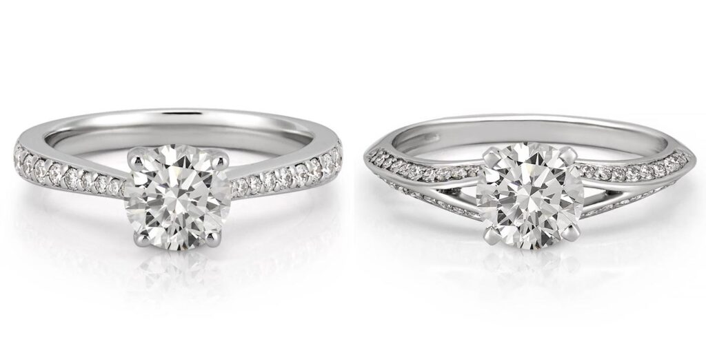 engagement rings with pave diamonds in white gold