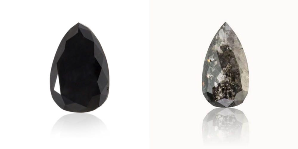 two loose pear black diamonds