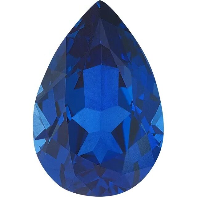 lab created pear shaped blue sapphire gemstone