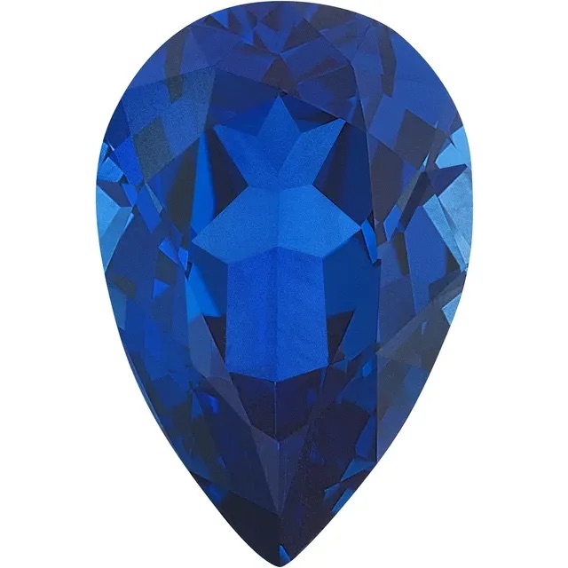 lab created pear shaped blue sapphire gemstone