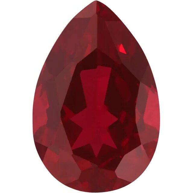 lab created pear shaped ruby gemstone