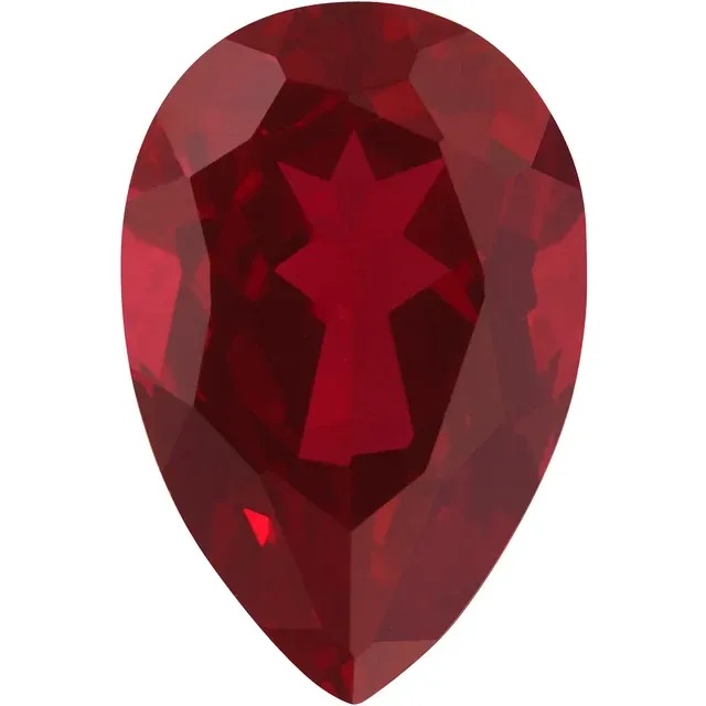 lab created pear shaped ruby gemstone