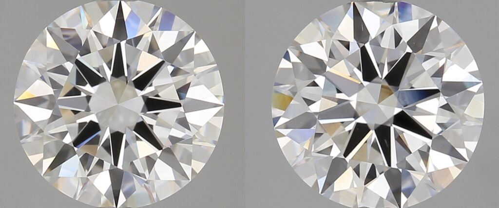 two round diamonds on gray background