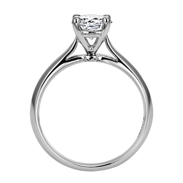 Dainty Crossover Shank Round Diamond Ring 14K White Gold 513A