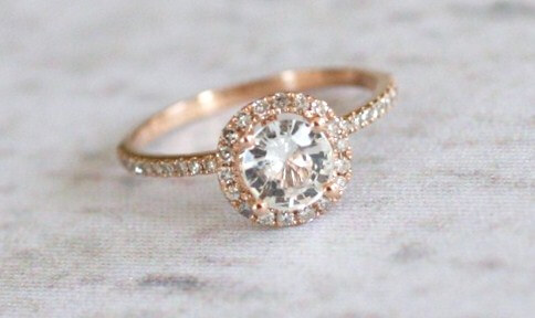 Rose Gold White Sapphire Engagement Rings