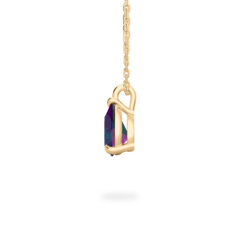 basket setting alexandrite necklace color change yellow gold