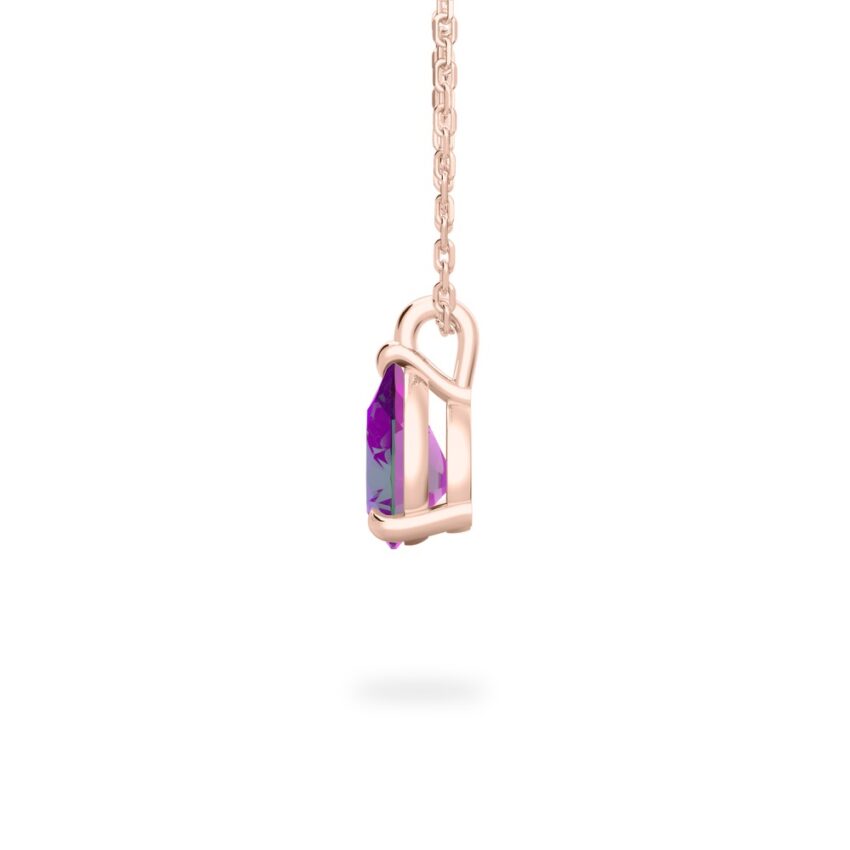 basket setting alexandrite necklace rose gold