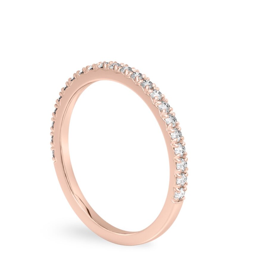 pave diamond wedding band in rose gold