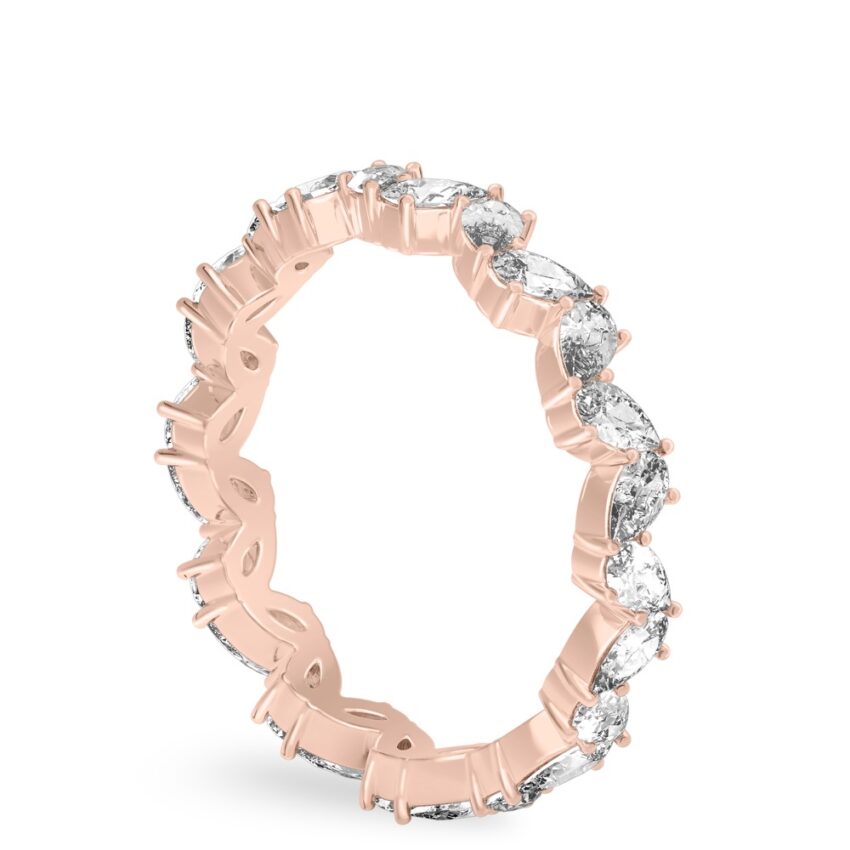 rose gold pear shaped eternity band with lab diamonds