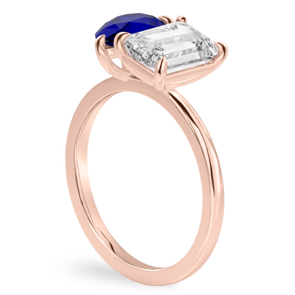 angle view toi et moi ring rose gold