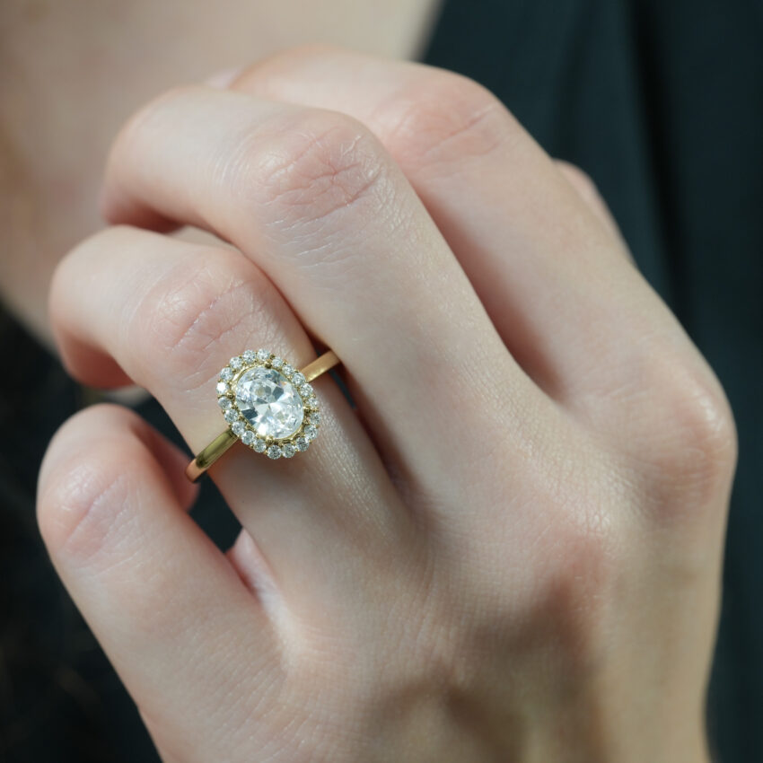 leaf engagement ring in lifestyle