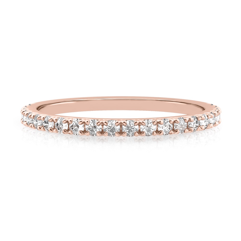 1.5mm pave diamond engagement ring in rose gold