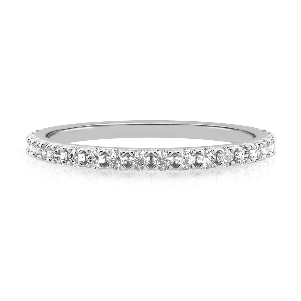 1.5mm pave diamond engagement ring in white gold