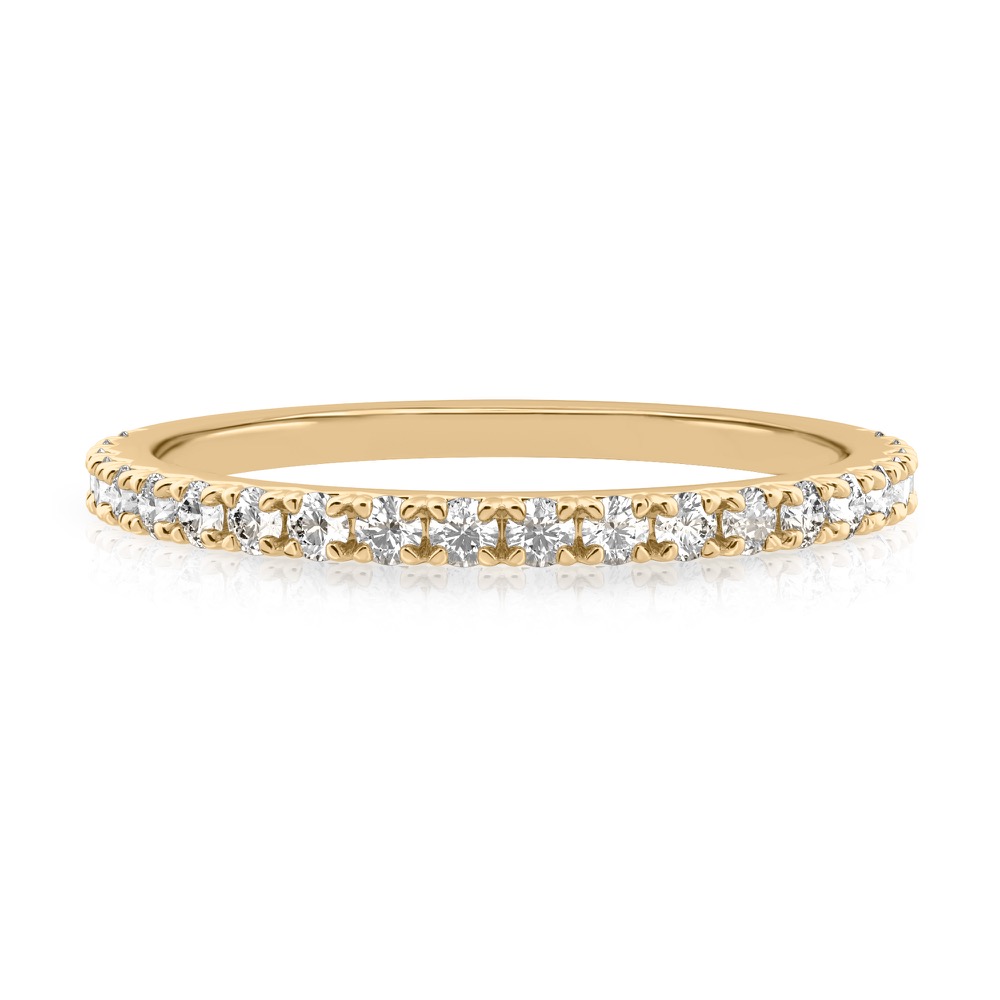 1.5mm pave diamond engagement ring in yellow gold