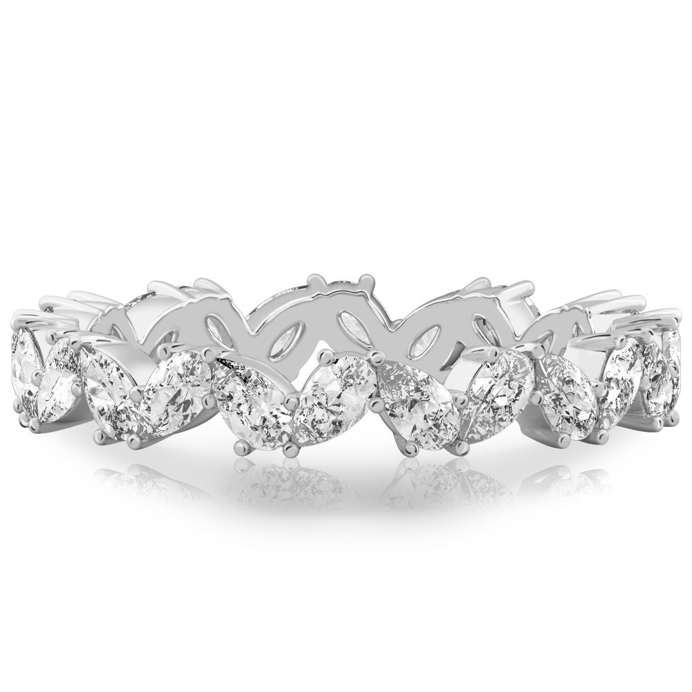 alternating pear lab diamond eternity band in white gold