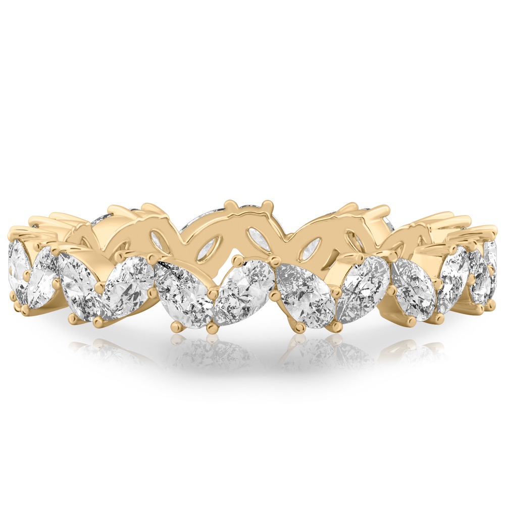 alternating pear lab diamond eternity band in yellow gold