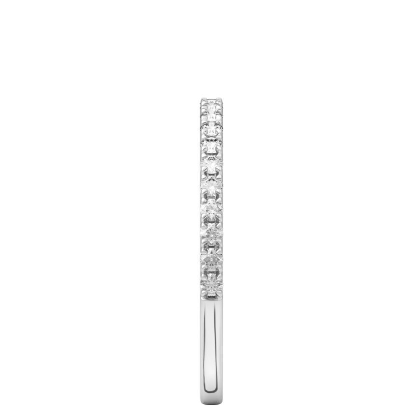 white gold 1.5mm pave diamond wedding band side view