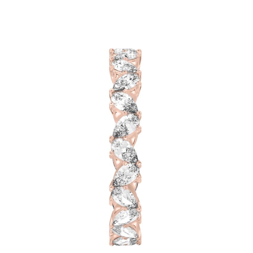 lab diamond eternity band with alternating pear side stones in rose gold