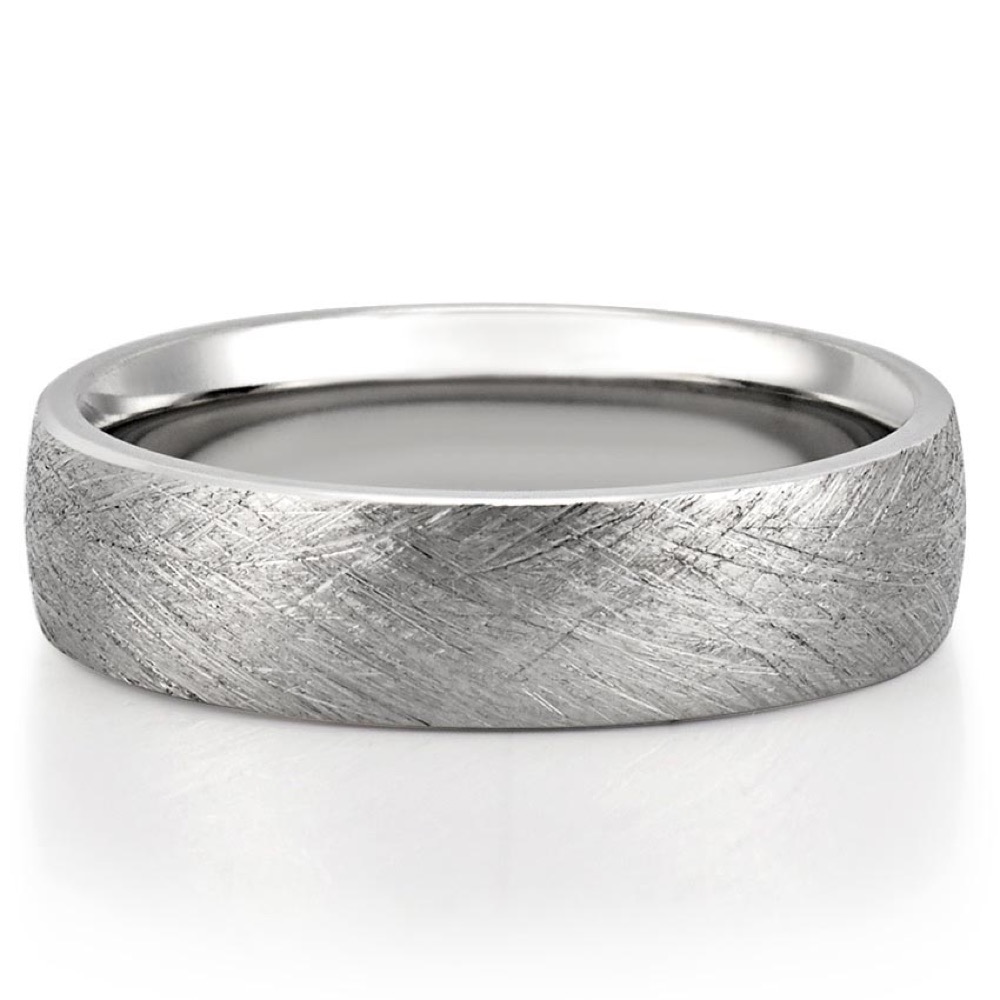 white gold wire brushed men's vintage inspired wedding band