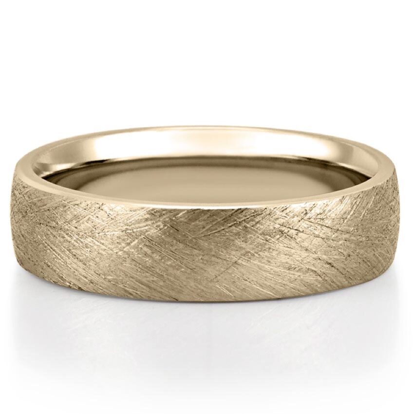 yellow gold wire brushed men's vintage inspired wedding band