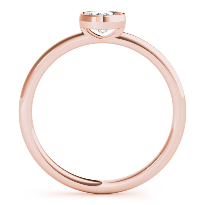 front view of round stackable ring with bezel rose gold