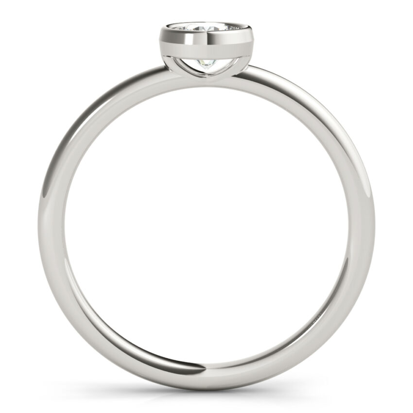 front view of round stackable ring with bezel white gold