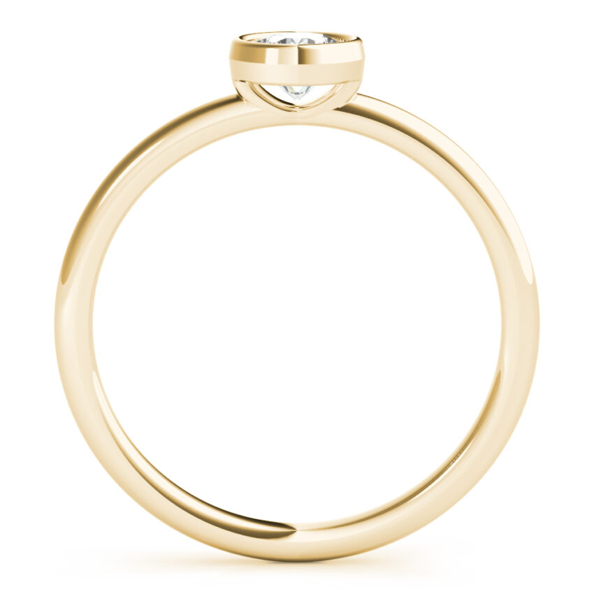 front view of round stackable ring with bezel yellow gold