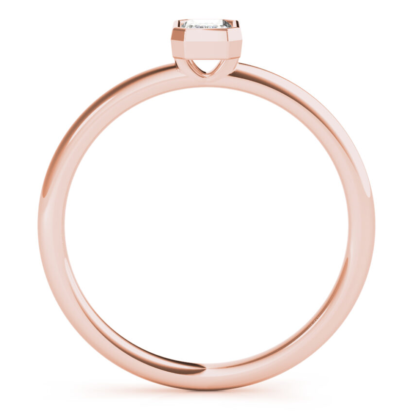 front view of emerald stackable ring with bezel rose gold