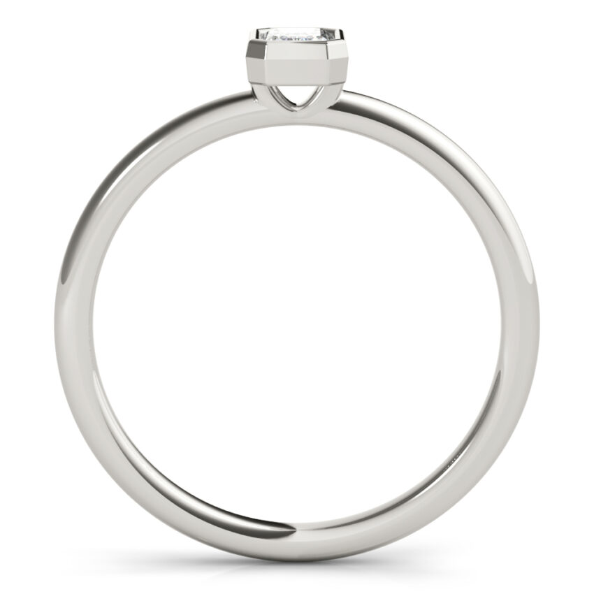 front view of emerald stackable ring with bezel white gold