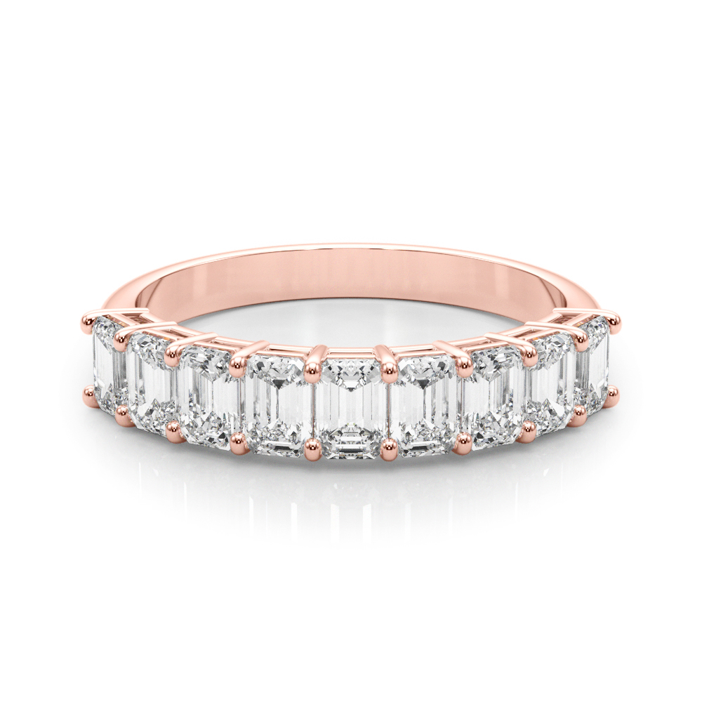 rose gold anniversary band with emerald lab diamonds