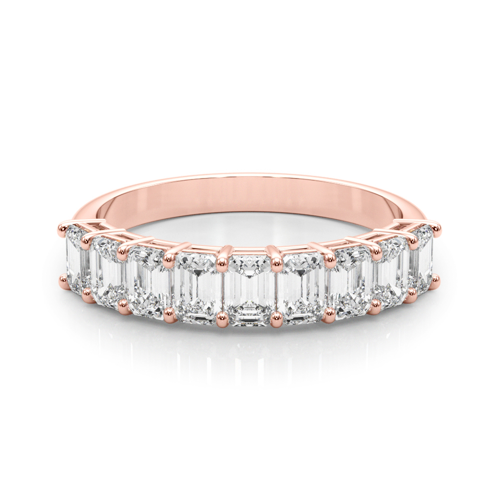 rose gold anniversary band with emerald lab diamonds