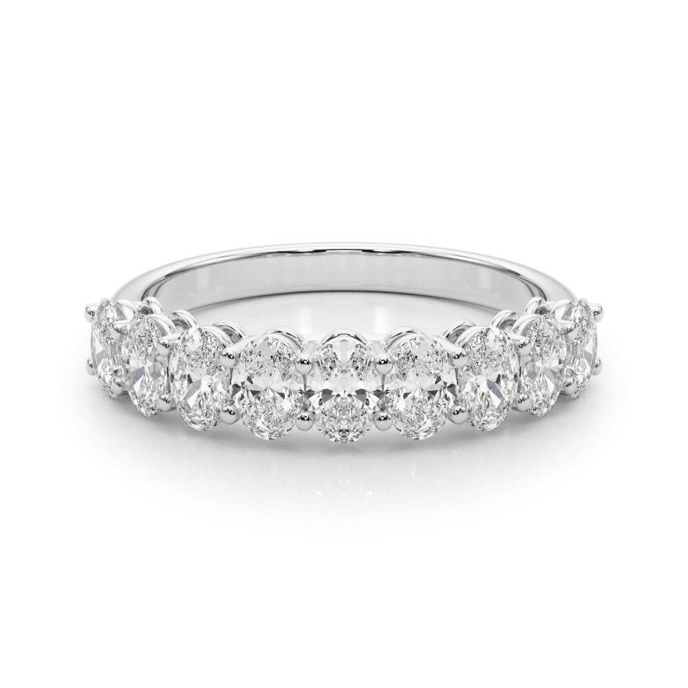 platinum anniversary band with oval lab diamonds