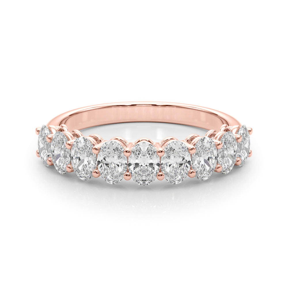 rose gold anniversary band with oval lab diamonds