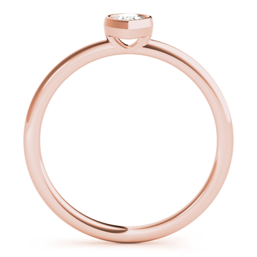 front view of pear stackable ring with bezel rose gold