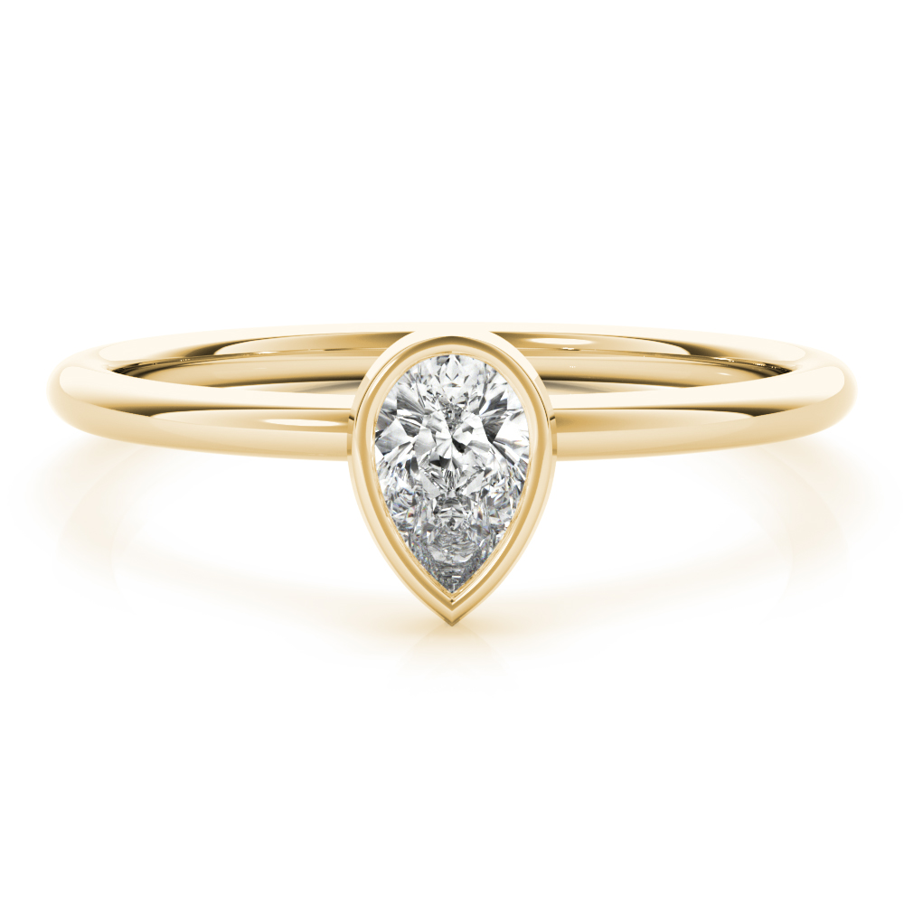 ring with pear bezel and lab created diamond in yellow gold
