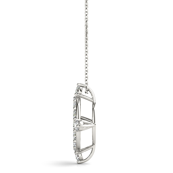 airy side view of compass pendant necklace in palladium