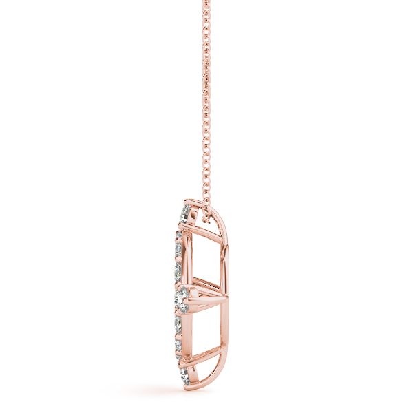 airy side view of compass pendant necklace in rose gold
