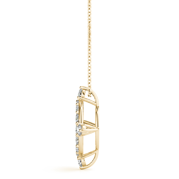airy side view of compass pendant necklace in yellow gold