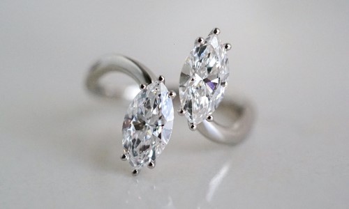 Custom Toi et Moi 10mm 1 carat Natura Marquise Diamonds Platinum Front