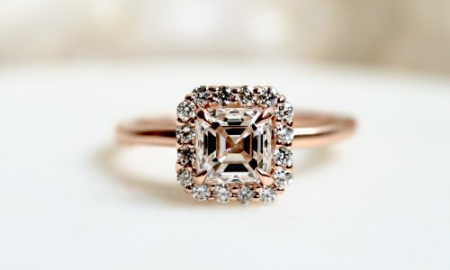 Elsa 5.4mm Asscher Diamond Rose gold
